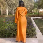 Djellaba Marocain avec capuche orange - Image 3