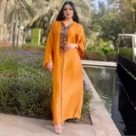 Djellaba Marocain avec capuche orange