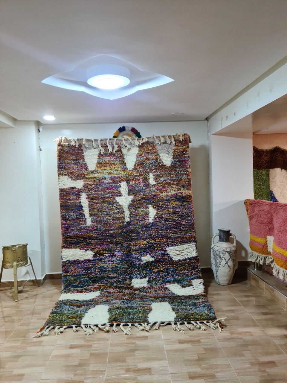 5962945170439784584 Handwoven Berber Wool Rug | Moroccan Beni Ourain Style Rug - Image 1