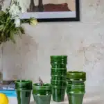 Tazekka Handcrafted Ceramic Tumbler - Green Glaze & Natural Clay