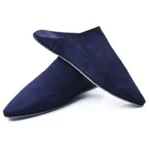 The Luxe Navy blue Suede & Leather Babouche | Handmade in Morocco