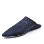 The Luxe Midnight blue Suede & Leather Babouche | Handmade in Morocco - Image 2