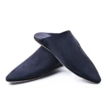 The Luxe Midnight blue Suede & Leather Babouche | Handmade in Morocco