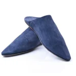 The Luxe Petrol Blue Suede & Leather Babouche | Handmade in Morocco