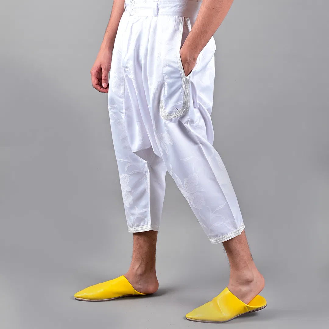 2000_65e0b32c27c8e Men's White Kandrissi Pontalon | Traditional Moroccan Pants - Image 1