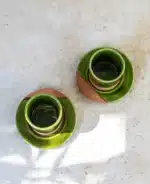 Tazekka Handcrafted Ceramic Espresso Set – Moroccan Green Glaze & Clay - Image 2