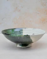 Tamegroute Half-Glazed Serving Bowl | Green & Raw Clay - Image 5