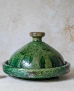 Vintage Tamegroute Tagine | Authentic Moroccan Green Pottery