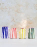 Ourika Handcrafted Striped Ceramic Jug - Moroccan Serving Pitcher - Image 2