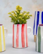 Ourika Handcrafted Striped Ceramic Jug - Moroccan Serving Pitcher - Image 4