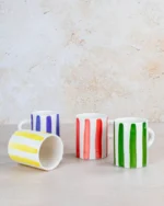Ourika Hand-Painted Striped Ceramic Mug – Handmade in Morocco - Image 3