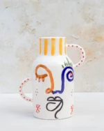 Ourika Visage Vase: Hand-Painted Abstract Face Ceramic - Image 4