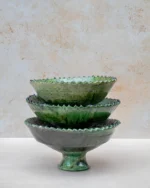 Tamegroute Green Pedestal Bowl | Authentic Moroccan Pottery - Image 3
