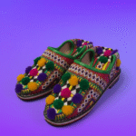 Authentic Berber Moroccan Babouche | Hand-Embroidered Leather Pom-Pom Mules