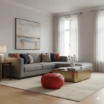 Natural Red Moroccan Leather Pouf – Handcrafted & Floor Cushion - Image 2