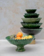 Tamegroute Green Pedestal Bowl | Authentic Moroccan Pottery - Image 5