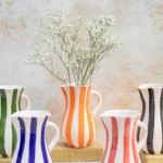 Ourika Tall Striped Ceramic Jug (1.2L) – Handmade Moroccan Pitcher