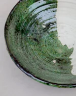Tamegroute Half-Glazed Serving Bowl | Green & Raw Clay - Image 6