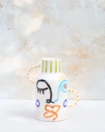 Ourika Visage Vase: Hand-Painted Abstract Face Ceramic - Image 5