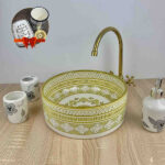 Moroccan green Sink – Hand-Painted Ceramic Basin for Bathroom