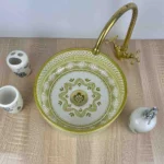 Moroccan green Sink – Hand-Painted Ceramic Basin for Bathroom - Image 2