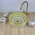 Moroccan green Sink – Hand-Painted Ceramic Basin for Bathroom - Image 3