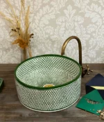 Moroccan Ceramic Sink – Green Traditional Round Basin for Bathroom - Image 4