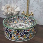 Traditional Moroccan floral Sink – Handcrafted Ceramic Basin for Bathroom Decor - Image 3