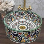 Traditional Moroccan floral Sink – Handcrafted Ceramic Basin for Bathroom Decor - Image 2