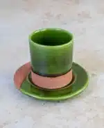 Tazekka Handcrafted Ceramic Espresso Set – Moroccan Green Glaze & Clay