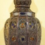 Handcrafted Moroccan Bronze Chandelier – Pinecone Design - Image 4