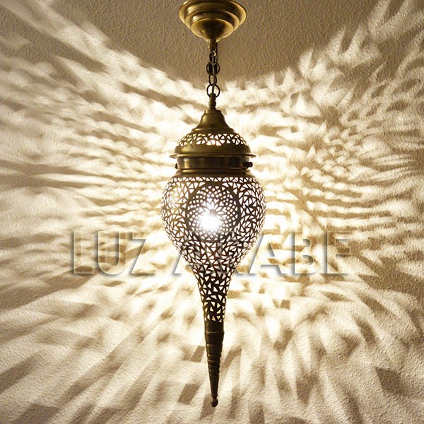 lampe-suspension-marocain-en-laiton-de-forme-de-stalactite (2) Handcrafted Moroccan Brass Stalactite Pendant Lamp - Image 1