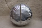 Natural Silver Moroccan Leather Pouf – Handcrafted & Floor Cushion - Image 3