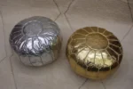 Natural Silver Moroccan Leather Pouf – Handcrafted & Floor Cushion - Image 5