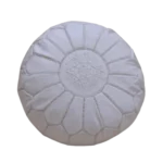 Natural White Moroccan Leather Pouf – Handcrafted & Floor Cushion - Image 4