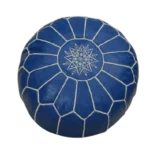 Natural Bleu Moroccan Leather Pouf – Handcrafted & Floor Cushion - Image 5