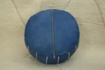 Natural Bleu Moroccan Leather Pouf – Handcrafted & Floor Cushion - Image 7