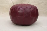 Natural Burgundy Moroccan Leather Pouf – Handcrafted & Floor Cushion - Image 3