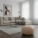 Natural color Moroccan Pouf – Handmade Leather Footstool - Image 2