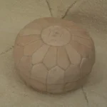 Natural color Moroccan Pouf – Handmade Leather Footstool - Image 4