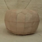 Natural color Moroccan Pouf – Handmade Leather Footstool - Image 5