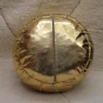 Natural Gold Moroccan Leather Pouf – Handcrafted & Floor Cushion - Image 3