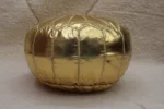 Natural Gold Moroccan Leather Pouf – Handcrafted & Floor Cushion - Image 5