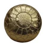 Natural Gold Moroccan Leather Pouf – Handcrafted & Floor Cushion - Image 6