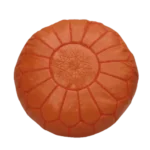 Natural Orange Moroccan Leather Pouf – Handcrafted & Floor Cushion - Image 5