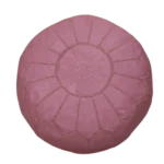 Natural Pink Moroccan Leather Pouf – Handcrafted & Floor Cushion - Image 2