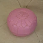 Natural Pink Moroccan Leather Pouf – Handcrafted & Floor Cushion