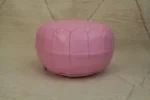 Natural Pink Moroccan Leather Pouf – Handcrafted & Floor Cushion - Image 3