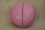 Natural Pink Moroccan Leather Pouf – Handcrafted & Floor Cushion - Image 4