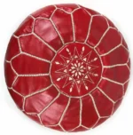 Natural Red Moroccan Leather Pouf – Handcrafted & Floor Cushion - Image 5